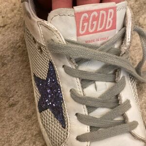Kids Golden Goose 34 Glitter, Blue Star, Sneaker Tennis Shoes GGDB